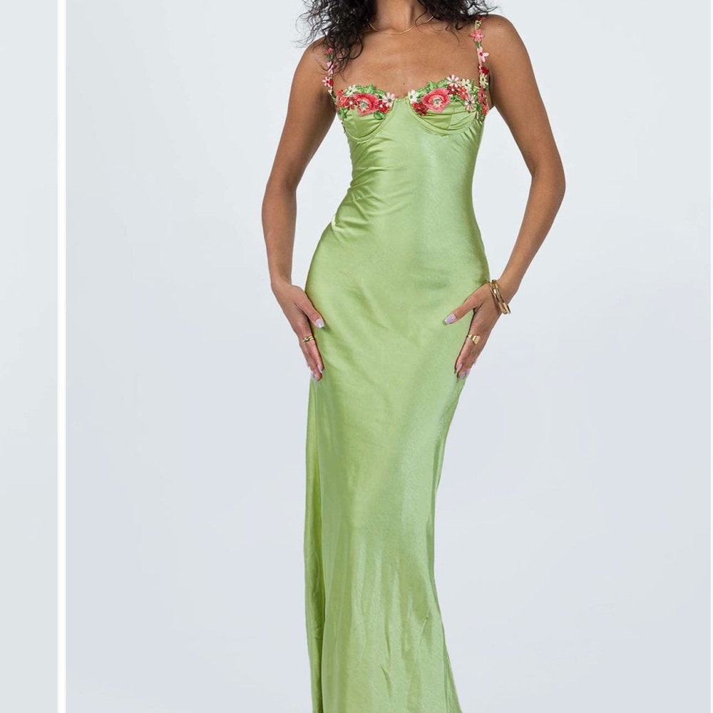 Elegant Green Floral Women's Dress